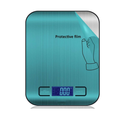 Cantar electronic de bucatarie, inox, capacitate 5kg, iluminare fundal, baterii, argintiu [3]