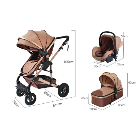 Cărucior copii 3 în 1, cu scaun auto, Kaki [5]