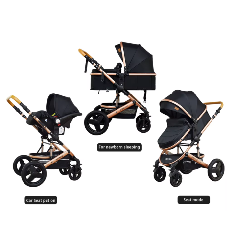 Cărucior copii 3 în 1, cu scaun auto, Negru [5]