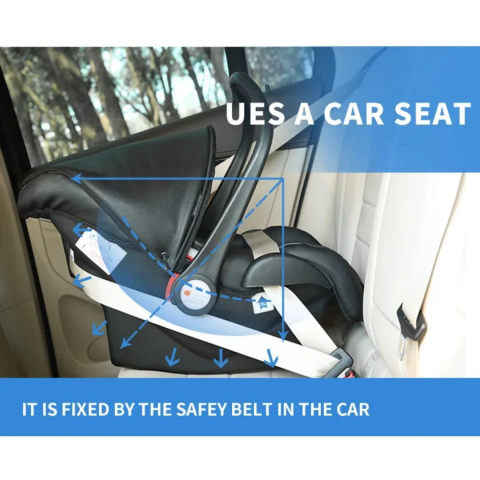 Cărucior copii 3 în 1, cu scaun auto, Negru [6]