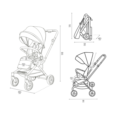 Cărucior sport reversibil,  Negru [12]