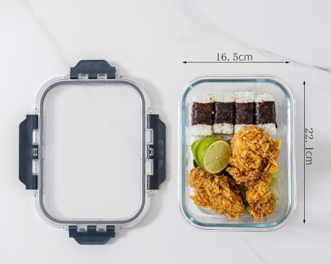 Cutii Alimente - Caserola alimentara din sticla, capac etans, 1520 ml