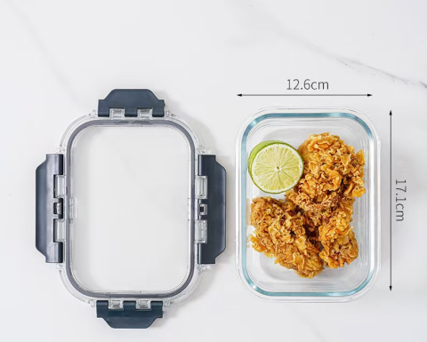 Cutii Alimente - Caserola alimentara din sticla cu capac etans, 640ml