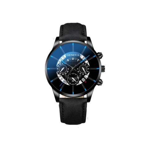 Ceasuri și bijuterii - Ceas bărbătesc cu 3 brățări, rezistent la apă, negru/albastru