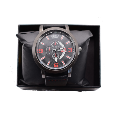 Ceas bărbătesc cu 3 brățări, negru/roșu [2]