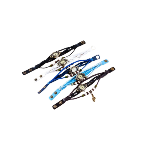 Ceas damă vintage cu brățară din piele ecologică, Albastru [3]