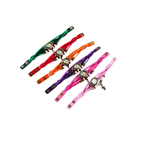 Ceas damă vintage cu brățară din piele ecologică, Burgundy [2]