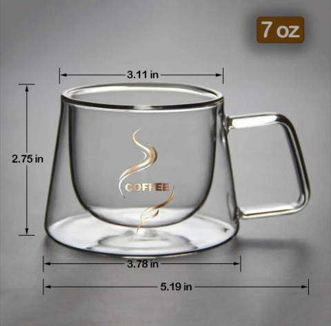 Diverse - Ceasca pentru cafea, transparenta, perete dublu, material termorezistent, capacitate 200ml