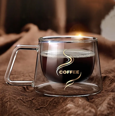 Ceasca pentru cafea, transparenta, perete dublu, material termorezistent, capacitate 200ml [1]