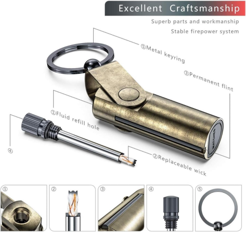 Chibrit reîncărcabil cilindric, auriu/roze [4]