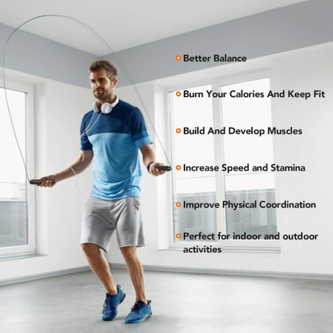 Coarda de sarit, jump rope, manere cu spuma de memorie, lungime ajustabila, Negru/Rosu [6]