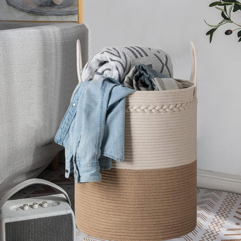 Coș depozitare din sfoară de bumbac, Crem/Bej [2]