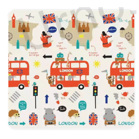 Camera copilului - Covoraș pliabil pentru joacă, spumă XPE antișoc, reversibil, model Londra