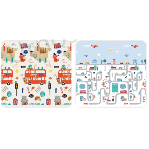 Covoraș pliabil pentru joacă, spumă XPE antișoc, reversibil, model Londra [2]