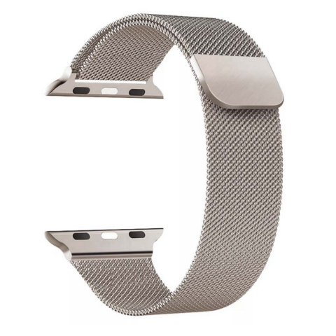 Curea Milanese compatibil cu Apple Watch 38/40/41 mm, reglabila, catarama magnetica, Starlight [4]