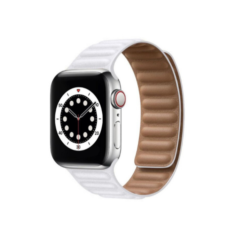Curele Ceas - Curea magnetică din piele compatibila cu Apple Watch 42/44/45/49mm, reglabila, Alb