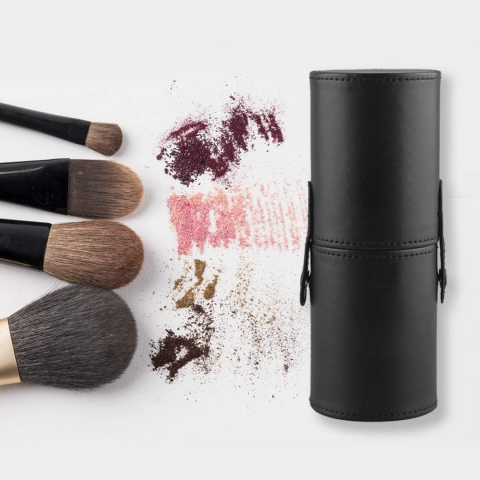 Cutie cilindrică-suport pentru pensule, piele ecologică cu închidere cu capse [5]