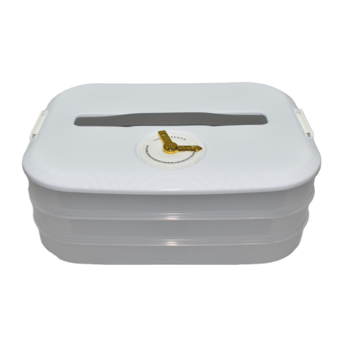 Cutie depozitare alimente cu mâner și indicator lună/zi, cu 3 sertare detașabile [1]