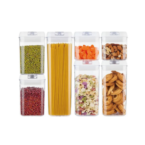 Organizare și Depozitare - Cutii alimentare din plastic cu închidere etanșă, set 7 bucăți