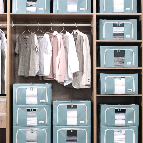 Cutie depozitare din material textil, cu fermoar, capacitate 56l, Vernil [5]