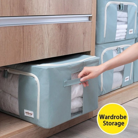 Cutie depozitare din material textil, cu fermoar, capacitate 56l, Vernil [2]