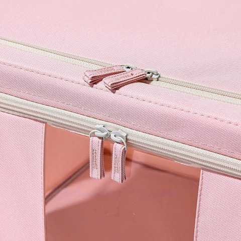 Cutie depozitare din material textil, cu fermoar, capacitate 56l, Roz [3]