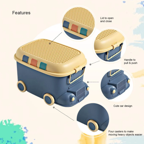 Cutie depozitare jucării pentru copii, model mașinuță, albastru [1]