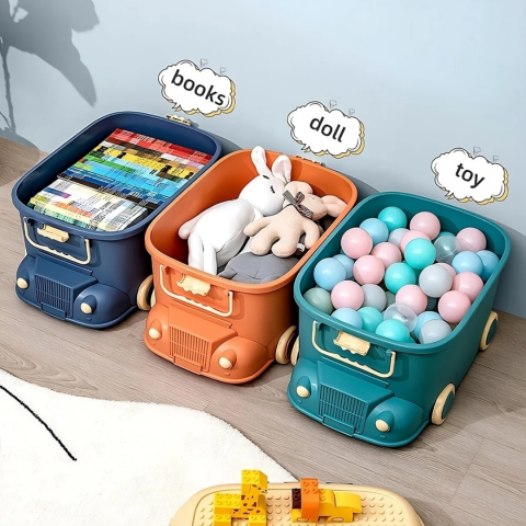 Cutie depozitare jucării pentru copii, model mașinuță, portocaliu [6]