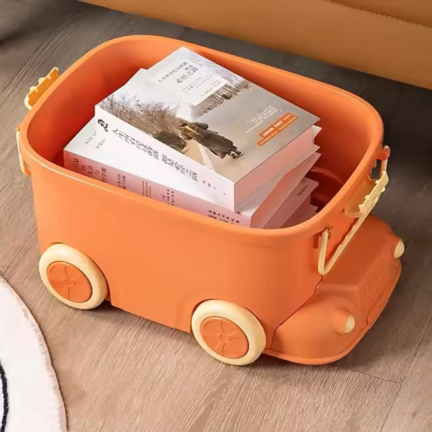 Cutie depozitare jucării pentru copii, model mașinuță, portocaliu [3]