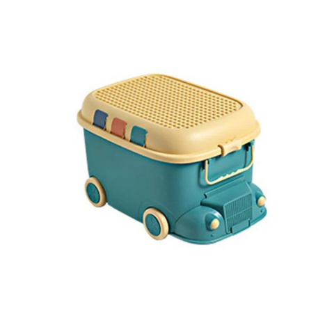 Camera copilului - Cutie depozitare jucării pentru copii, model mașinuță, turcoaz