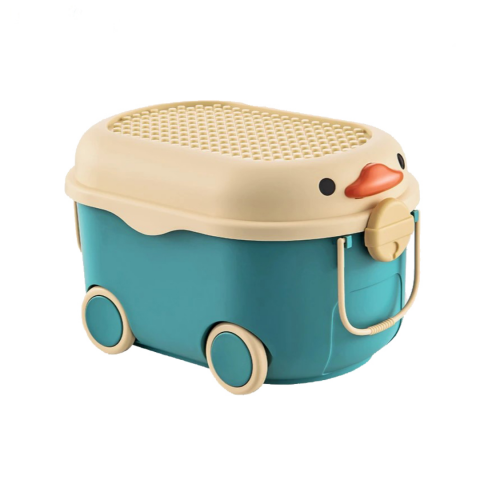 Camera copilului - Cutie depozitare jucării pentru copii, model rățușcă, turcoaz