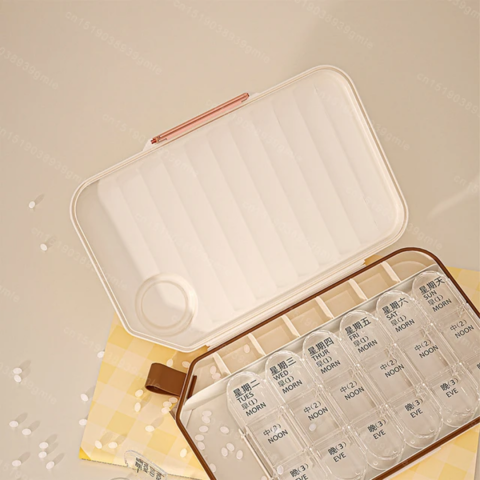 Cutie organizatoare pentru medicamente, mărime L, Bej [7]