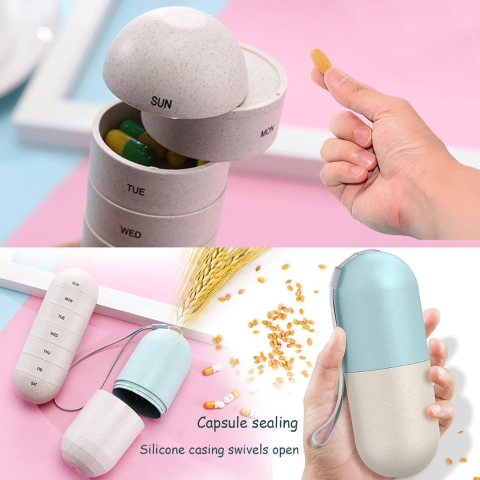 Cutie organizator medicamente, ideală pentru călătorii, cu 8 compartimente și agățătoare [4]