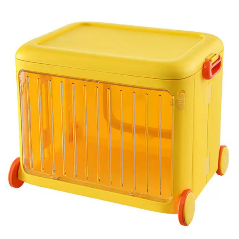 Camera copilului - Cutie pliabilă din plastic cu roți și mânere pentru copii, galben