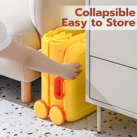 Cutie pliabilă din plastic cu roți și mânere pentru copii, galben [1]