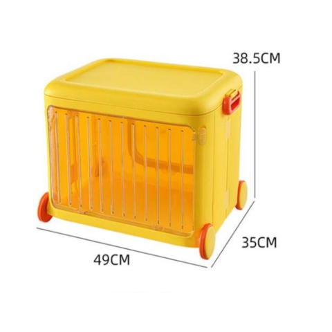 Cutie pliabilă din plastic cu roți și mânere pentru copii, galben [7]