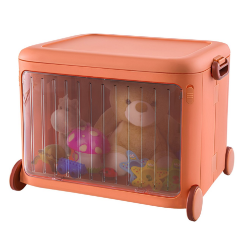 Cutie pliabilă din plastic cu roți și mânere pentru copii, portocaliu [7]