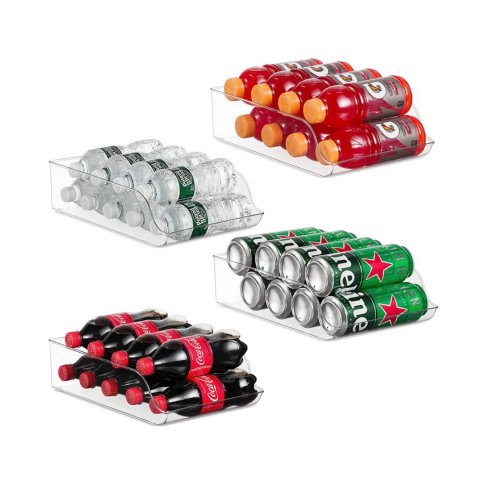 Organizator din plastic transparent pentru frigider, pentru doze suc sau conserve [7]