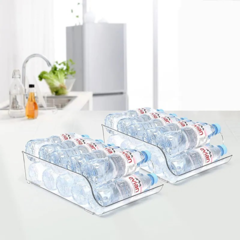 Organizator din plastic transparent pentru frigider, pentru doze suc sau conserve [3]