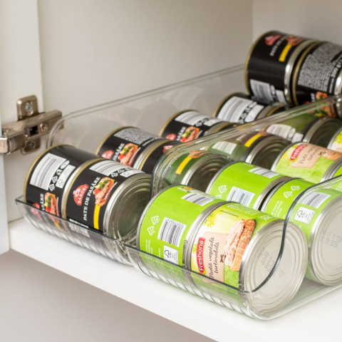 Organizator din plastic transparent pentru frigider, pentru doze suc sau conserve [4]