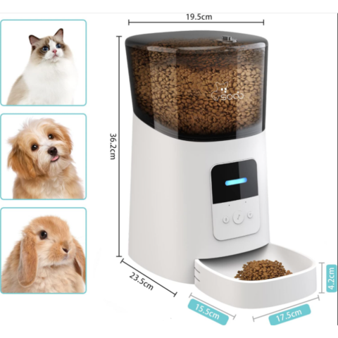 Dispenser automat pentru câini și pisici, control WiFi și programabil prin aplicație, capacitate 6 litri, alb [8]