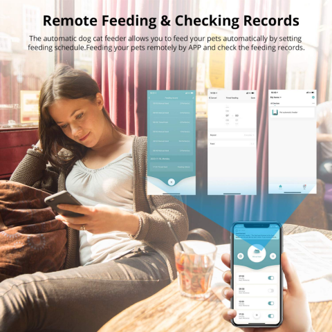 Dispenser automat pentru câini și pisici, control WiFi și programabil prin aplicație, capacitate 6 litri, alb [3]
