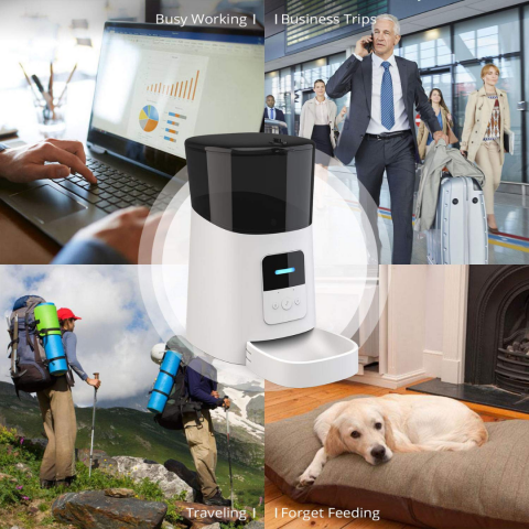 Dispenser automat pentru câini și pisici, control WiFi și programabil prin aplicație, capacitate 6 litri, alb [5]