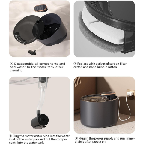 Dispenser de apă pentru câini și pisici, cu recirculare și filtrare prin cărbune activ, încărcare USB [7]