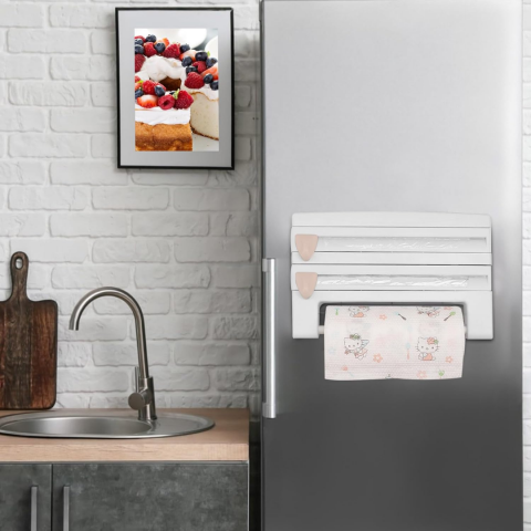 Dispenser de bucătărie pentru folii alimentare prosoape de hârtie, Alb [5]