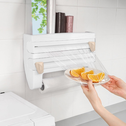 Dispenser de bucătărie pentru folii alimentare prosoape de hârtie, Alb [7]