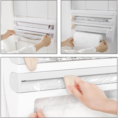 Dispenser de bucătărie pentru folii alimentare prosoape de hârtie, Alb [6]