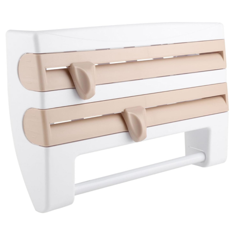 Dispenser de bucătărie pentru folii alimentare prosoape de hârtie, Alb/Bej [3]