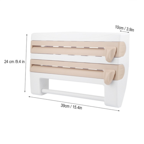Dispenser de bucătărie pentru folii alimentare prosoape de hârtie, Alb/Bej [7]