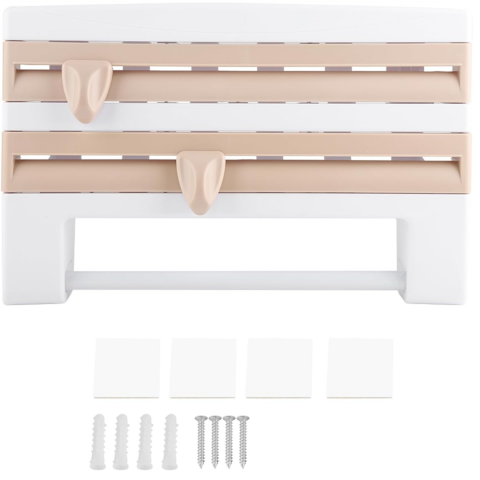 Dispenser de bucătărie pentru folii alimentare prosoape de hârtie, Alb/Bej [4]